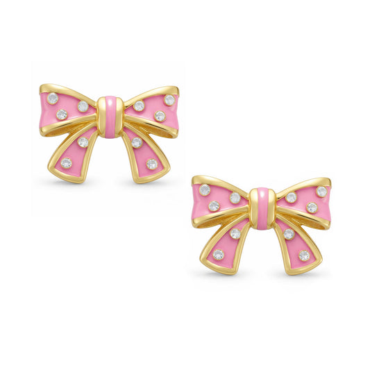 Pretty in Pink Bow Stud Earrings